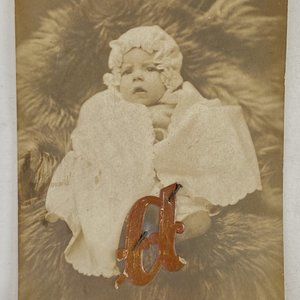RPPC Baby Serious Look Monogram A Pinned Gel Silver AZO Divided Back Postcard